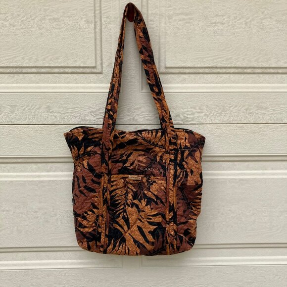 Ardene Brown Leaf Print Tote Bag - Picture 1 of 8